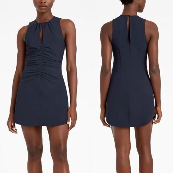 NWT Cinq A Sept Merryl Mini Blue Dress Keyhole Crepe Size 6 - Picture 1 of 17